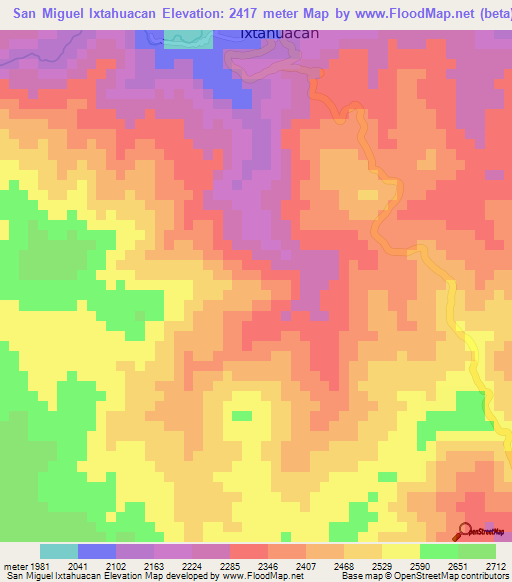 San Miguel Ixtahuacan,Guatemala Elevation Map