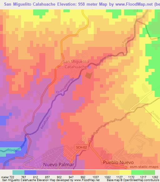 San Miguelito Calahuache,Guatemala Elevation Map