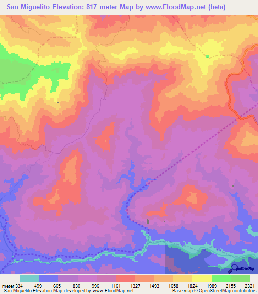 San Miguelito,Guatemala Elevation Map