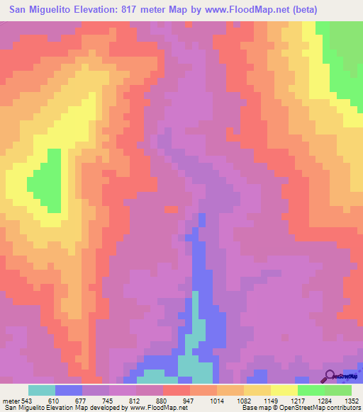 San Miguelito,Guatemala Elevation Map