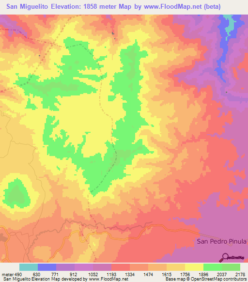 San Miguelito,Guatemala Elevation Map