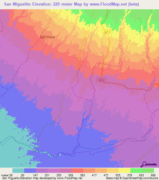 San Miguelito,Guatemala Elevation Map