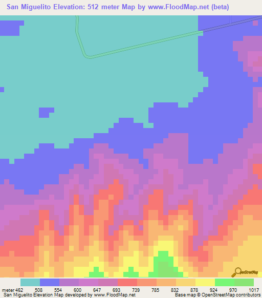 San Miguelito,Guatemala Elevation Map