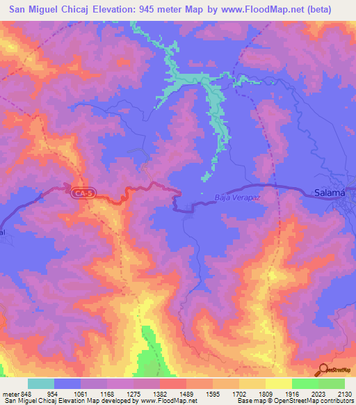 San Miguel Chicaj,Guatemala Elevation Map