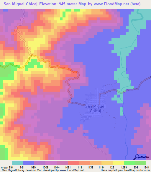 San Miguel Chicaj,Guatemala Elevation Map