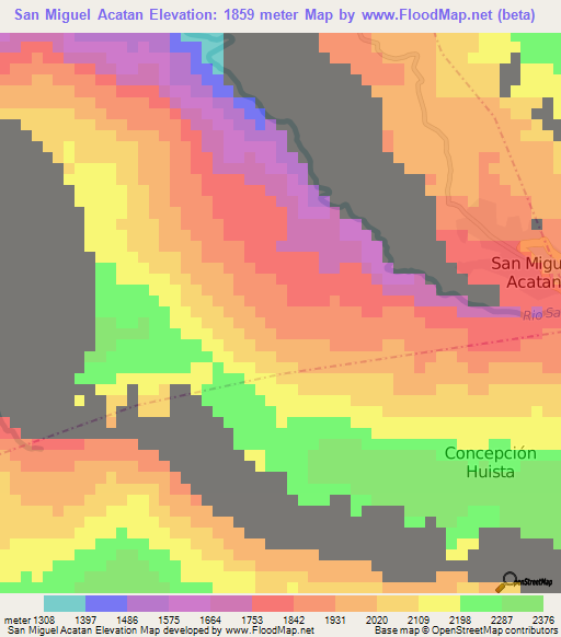 San Miguel Acatan,Guatemala Elevation Map