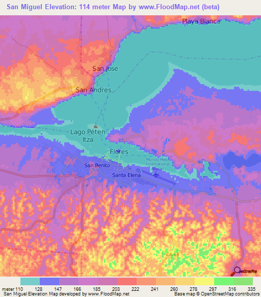 San Miguel,Guatemala Elevation Map