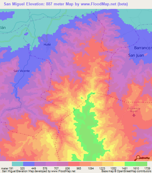 San Miguel,Guatemala Elevation Map