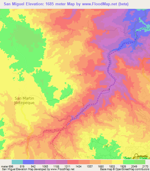 San Miguel,Guatemala Elevation Map