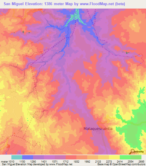 San Miguel,Guatemala Elevation Map