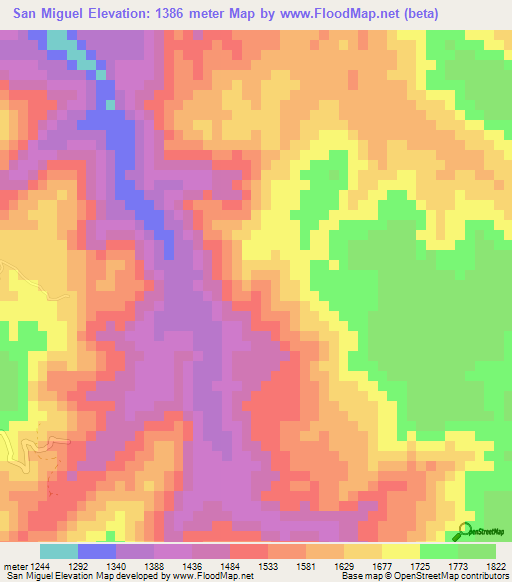 San Miguel,Guatemala Elevation Map