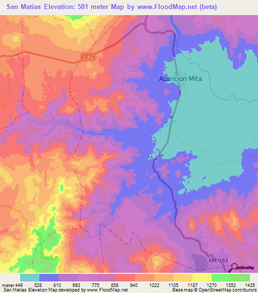 San Matias,Guatemala Elevation Map