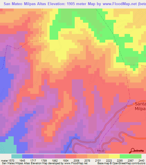 San Mateo Milpas Altas,Guatemala Elevation Map