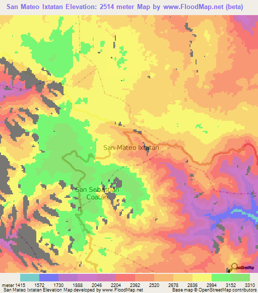 San Mateo Ixtatan,Guatemala Elevation Map