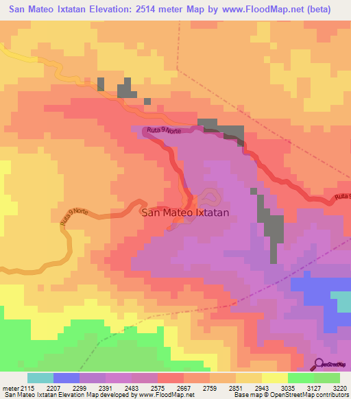 San Mateo Ixtatan,Guatemala Elevation Map