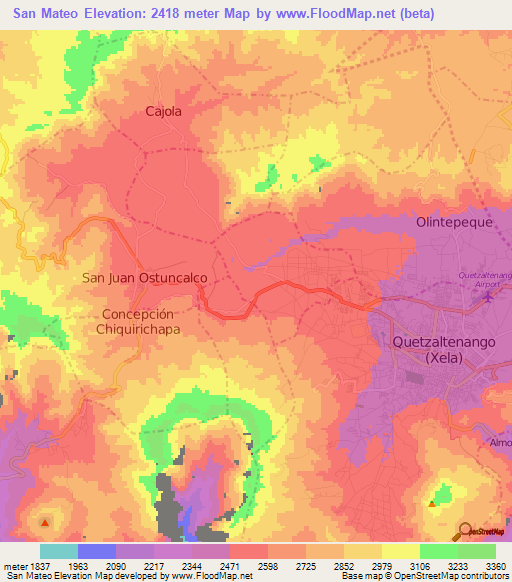 San Mateo,Guatemala Elevation Map