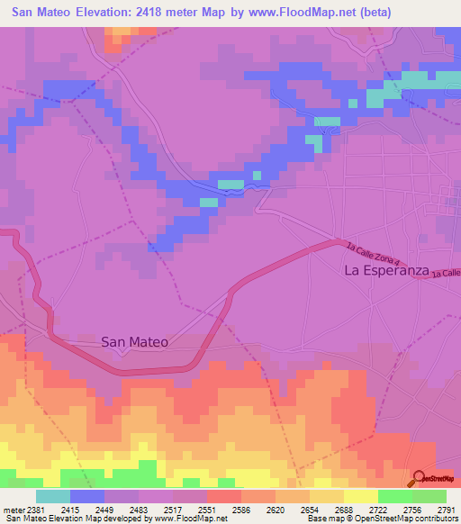 San Mateo,Guatemala Elevation Map