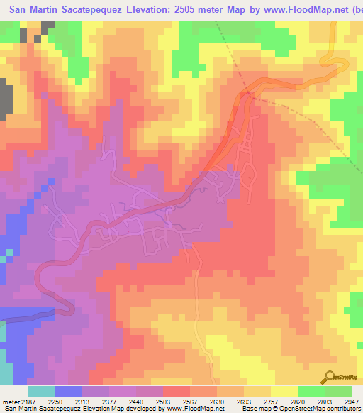 San Martin Sacatepequez,Guatemala Elevation Map