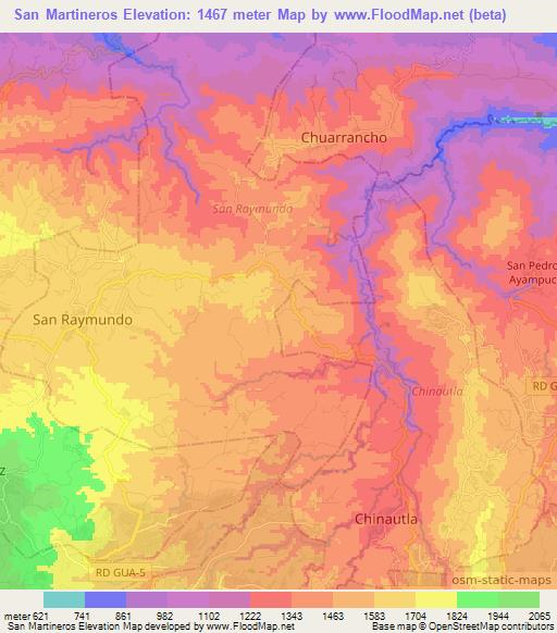 San Martineros,Guatemala Elevation Map