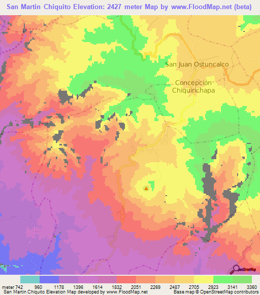 San Martin Chiquito,Guatemala Elevation Map