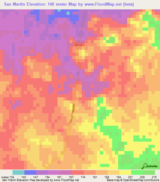 San Martin,Guatemala Elevation Map