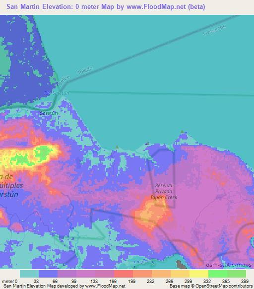 San Martin,Guatemala Elevation Map