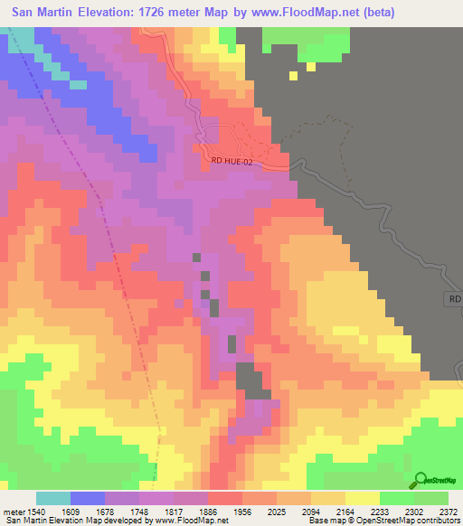 San Martin,Guatemala Elevation Map