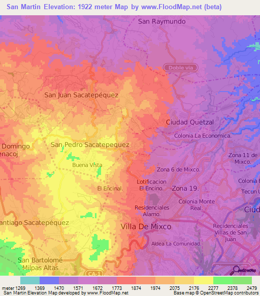 San Martin,Guatemala Elevation Map