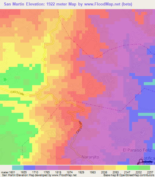 San Martin,Guatemala Elevation Map