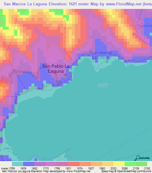 San Marcos La Laguna,Guatemala Elevation Map