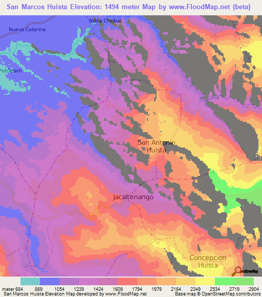 San Marcos Huista,Guatemala Elevation Map