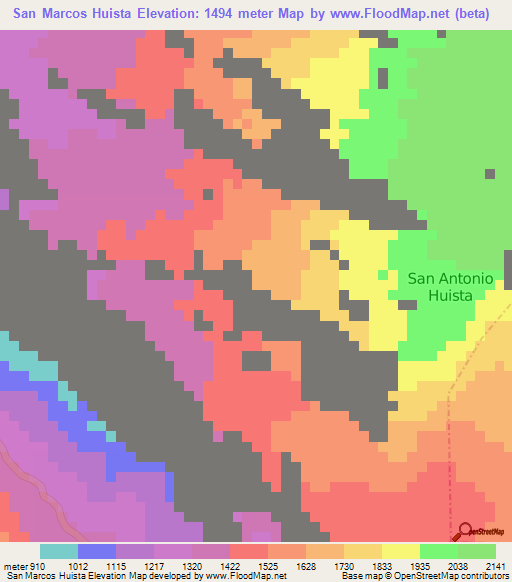 San Marcos Huista,Guatemala Elevation Map