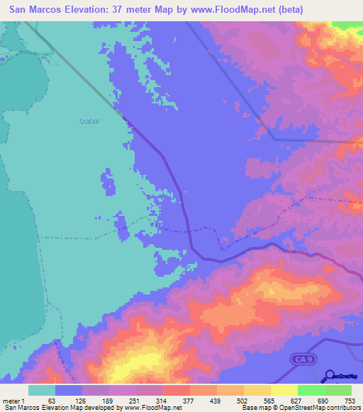 San Marcos,Guatemala Elevation Map