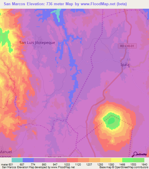 San Marcos,Guatemala Elevation Map