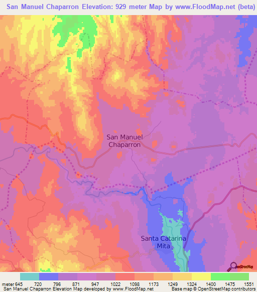 San Manuel Chaparron,Guatemala Elevation Map