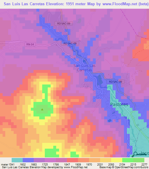 San Luis Las Carretas,Guatemala Elevation Map