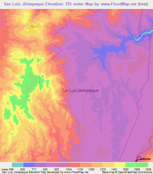 San Luis Jilotepeque,Guatemala Elevation Map