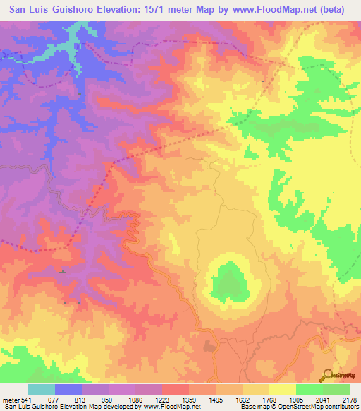 San Luis Guishoro,Guatemala Elevation Map