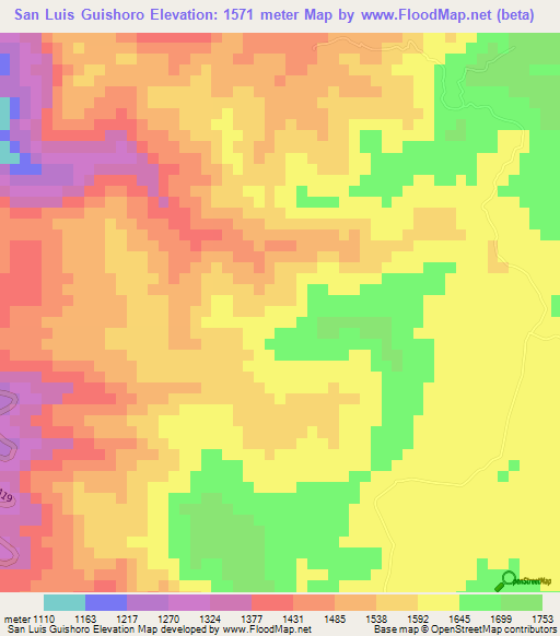 San Luis Guishoro,Guatemala Elevation Map