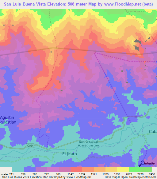 San Luis Buena Vista,Guatemala Elevation Map