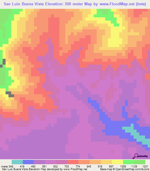 San Luis Buena Vista,Guatemala Elevation Map