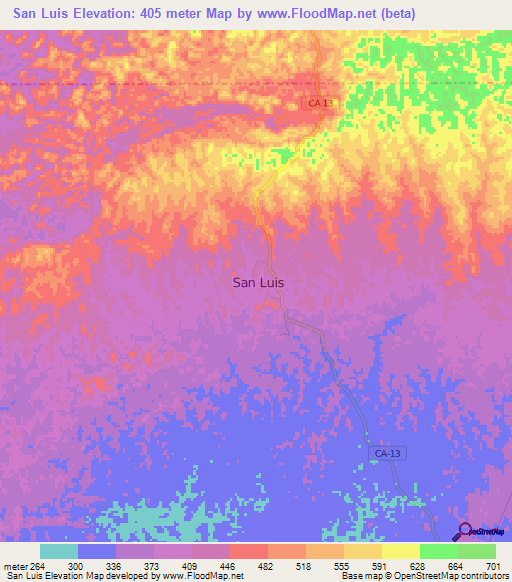 San Luis,Guatemala Elevation Map