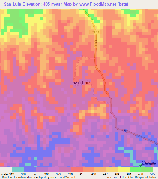 San Luis,Guatemala Elevation Map