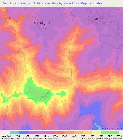 San Luis,Guatemala Elevation Map