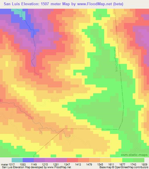 San Luis,Guatemala Elevation Map