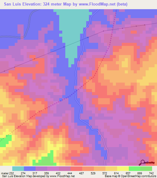 San Luis,Guatemala Elevation Map