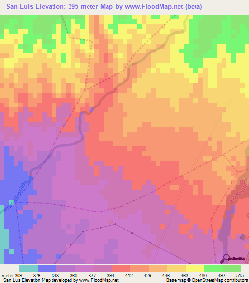 San Luis,Guatemala Elevation Map