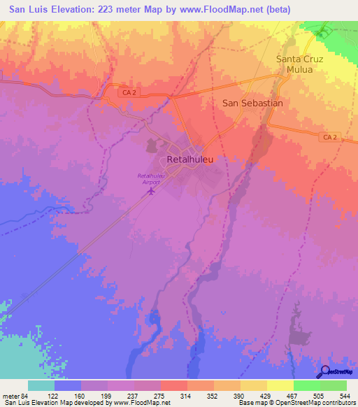 San Luis,Guatemala Elevation Map