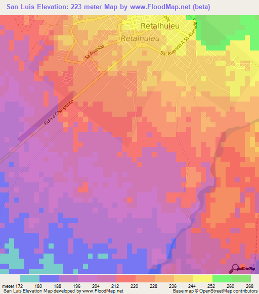 San Luis,Guatemala Elevation Map