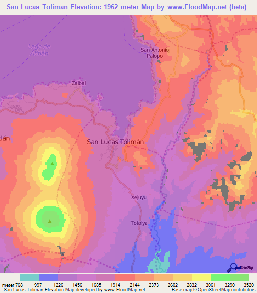 San Lucas Toliman,Guatemala Elevation Map